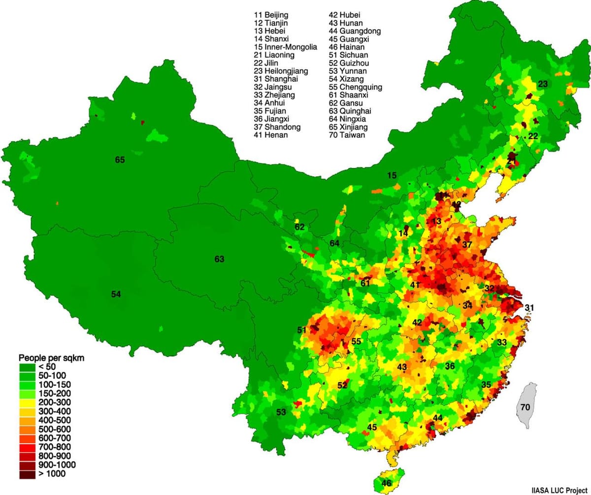人口分布地图的中国