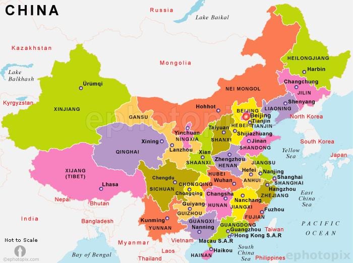 中国与各国的地图