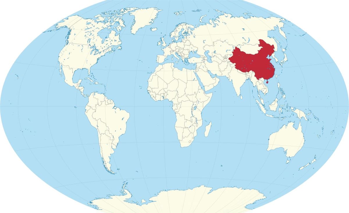 中国在世界地图