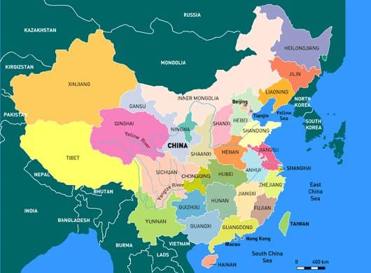 中国的地图区域