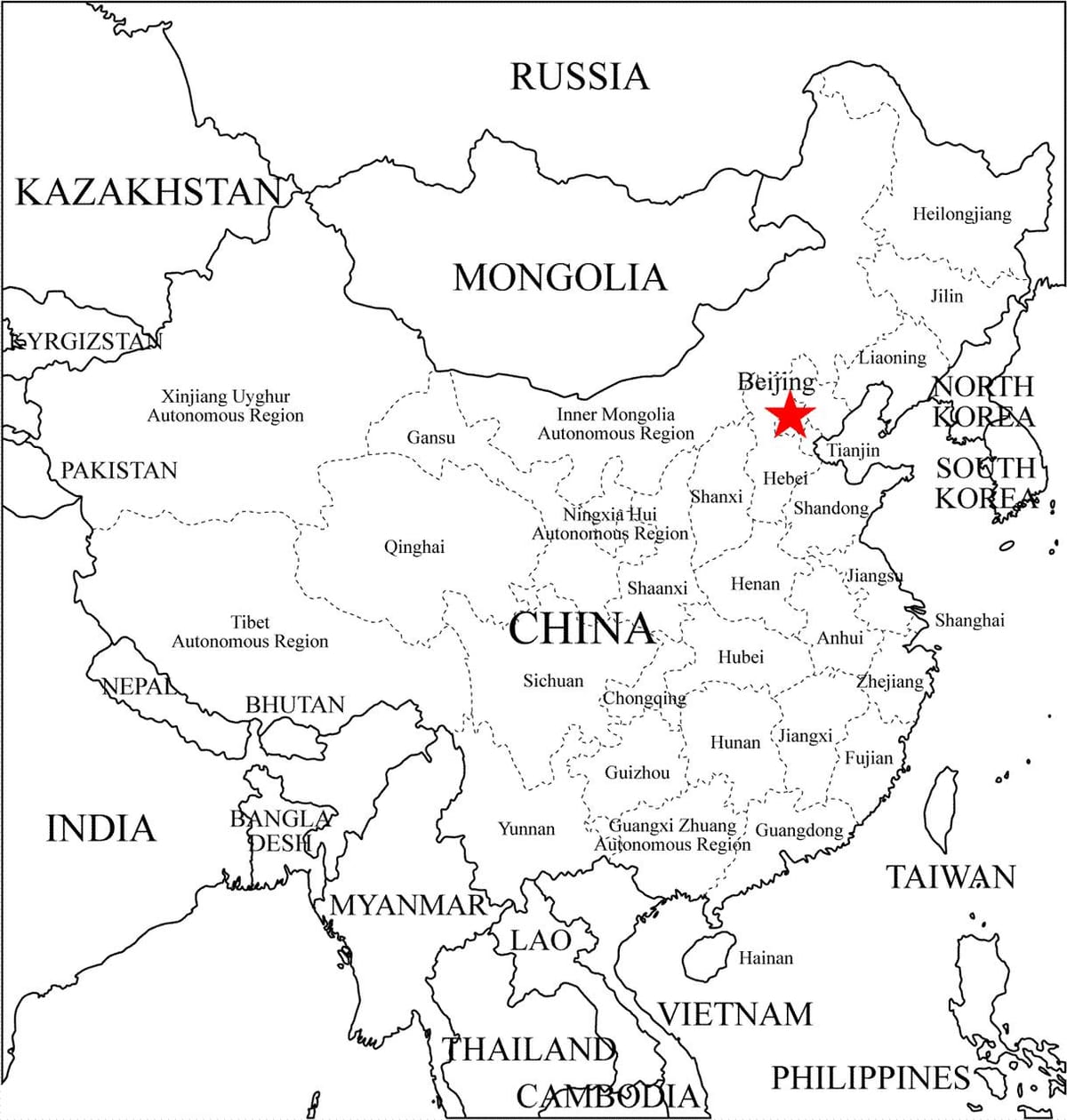 省份的中国地图