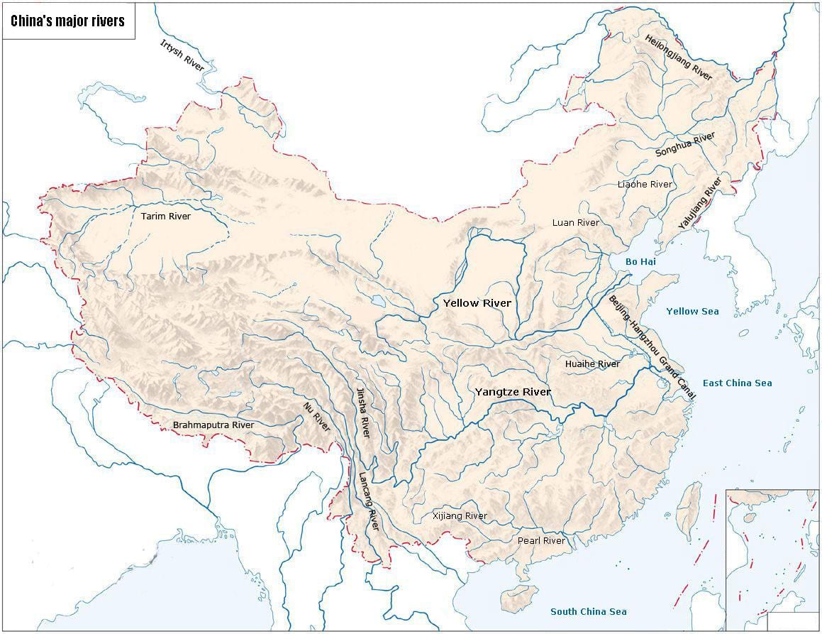 中国河流的地图