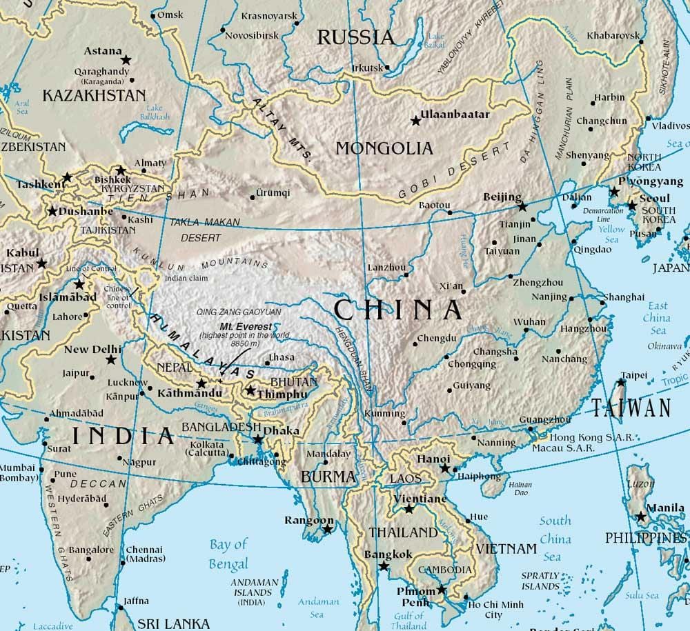 中国山地图