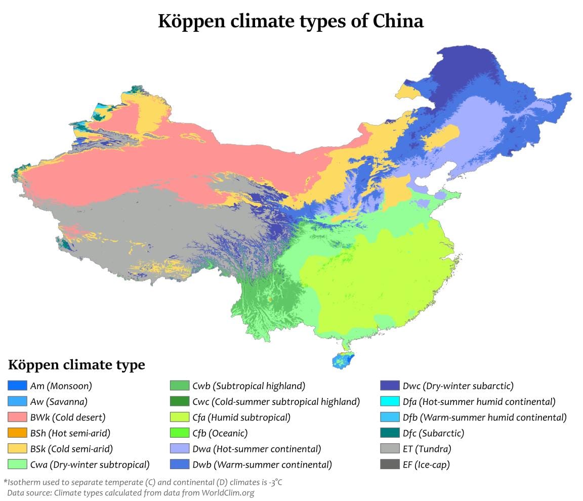 气候地图的中国
