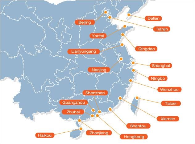 地图中国港口