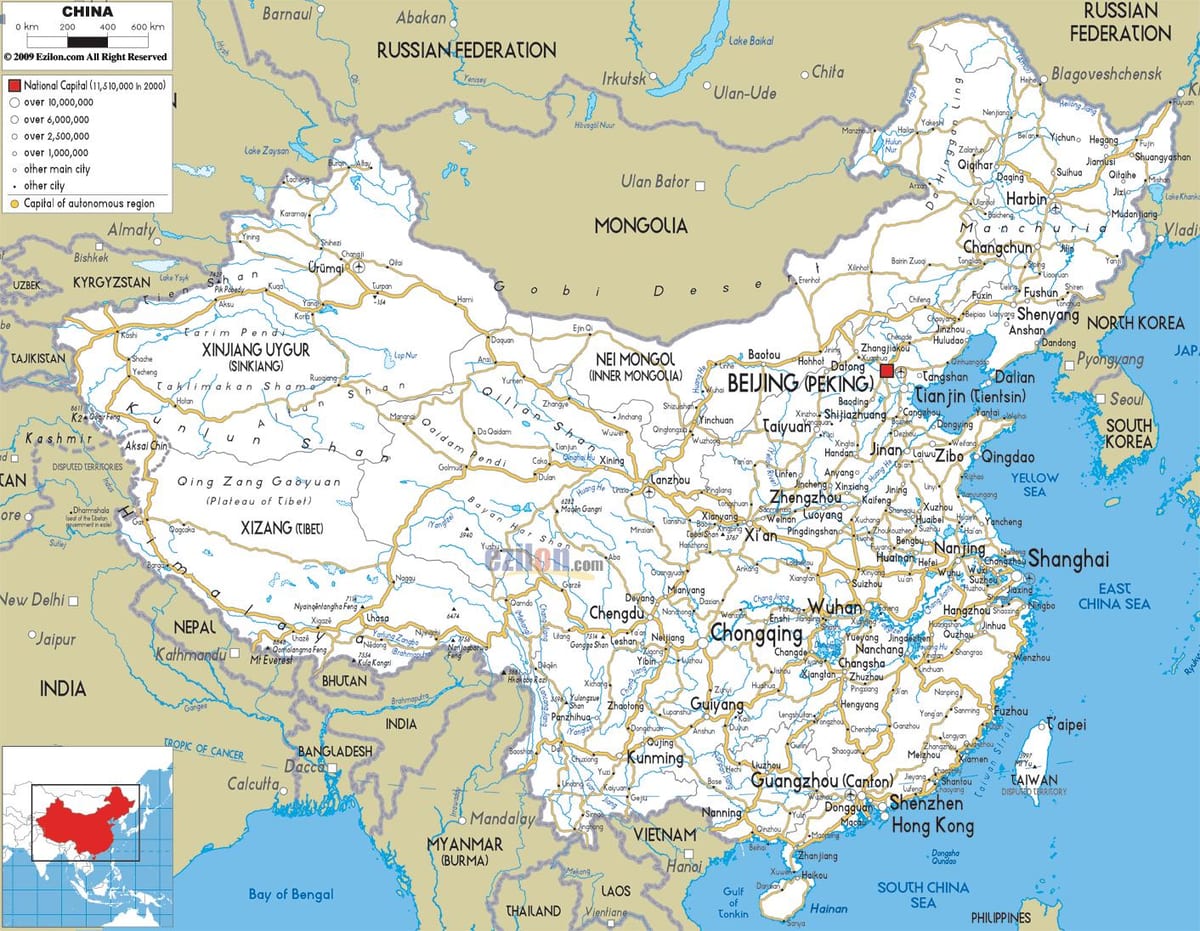 中国的道路地图