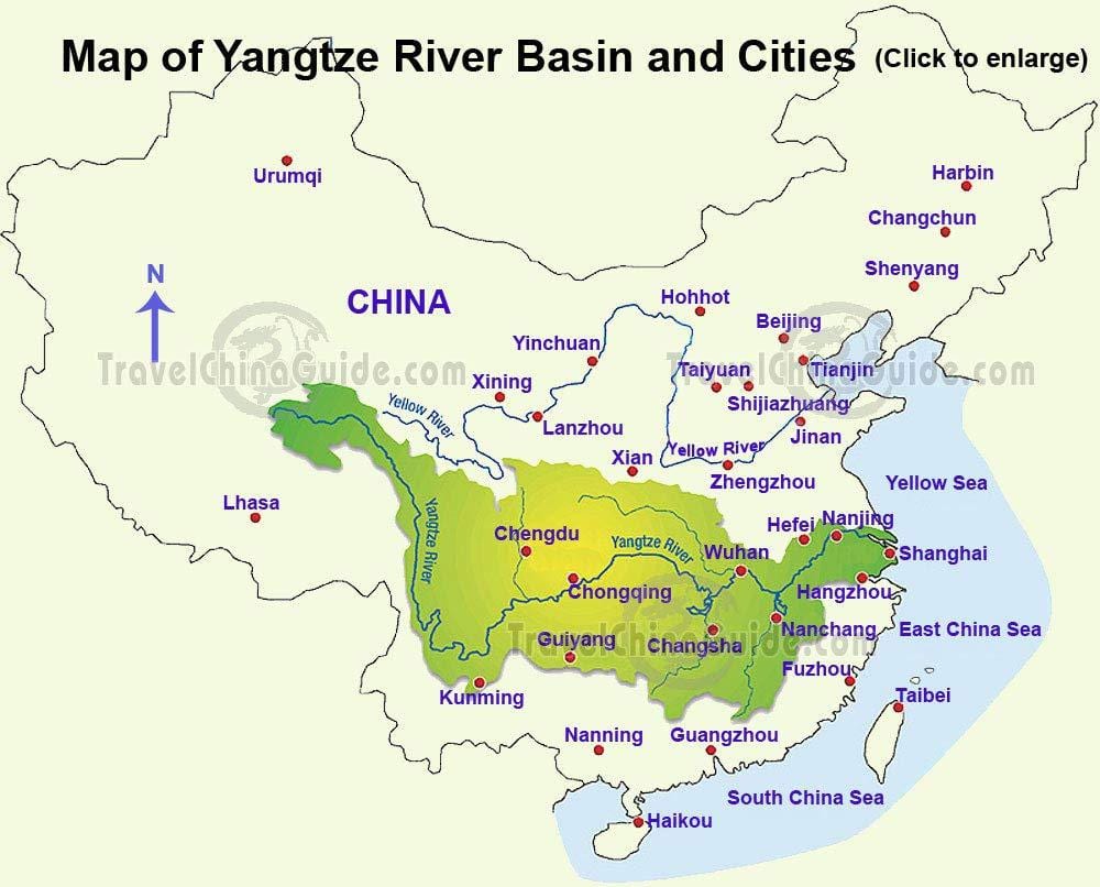 中国的长江地图
