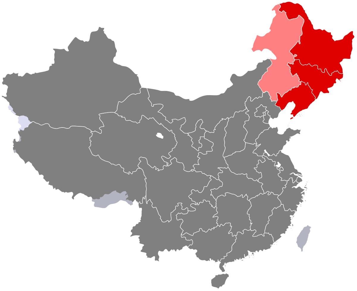 中国东北的地图