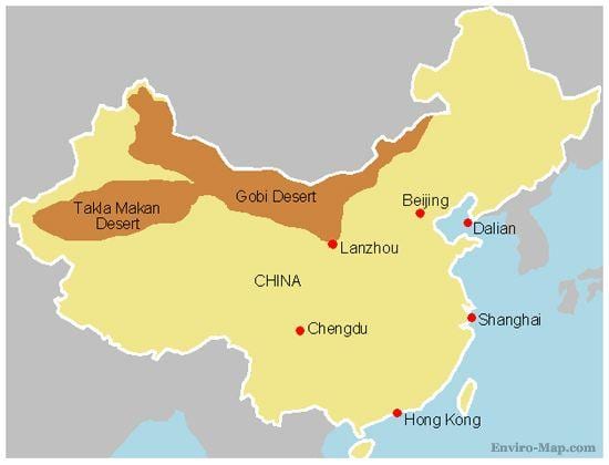 地图中国的沙漠