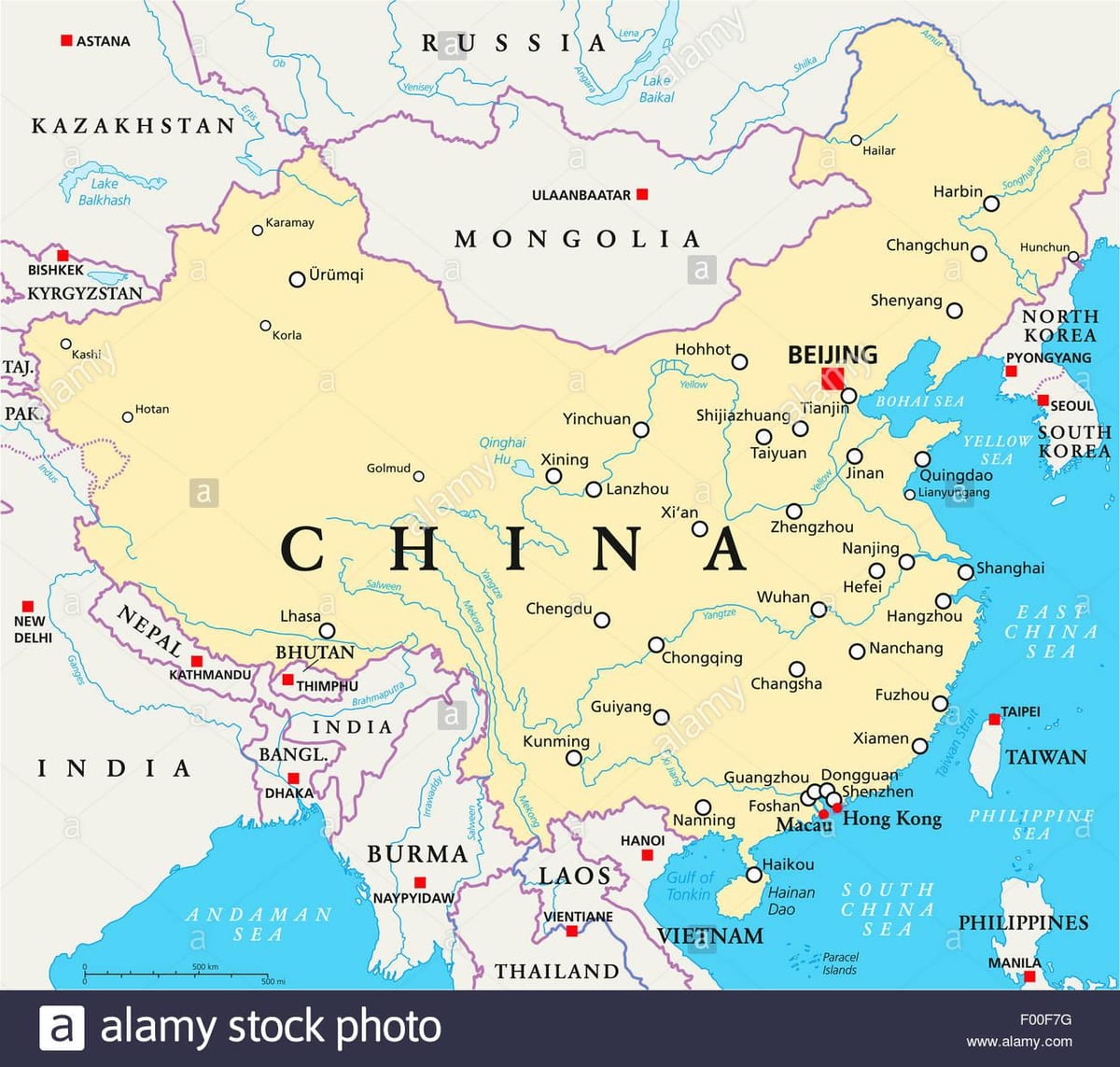 中国的首都城市的地图