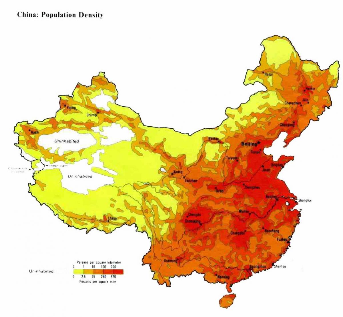 人口密度地图的中国