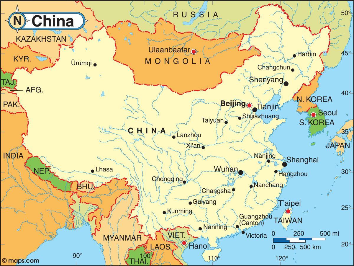 中国的南方地图的航班