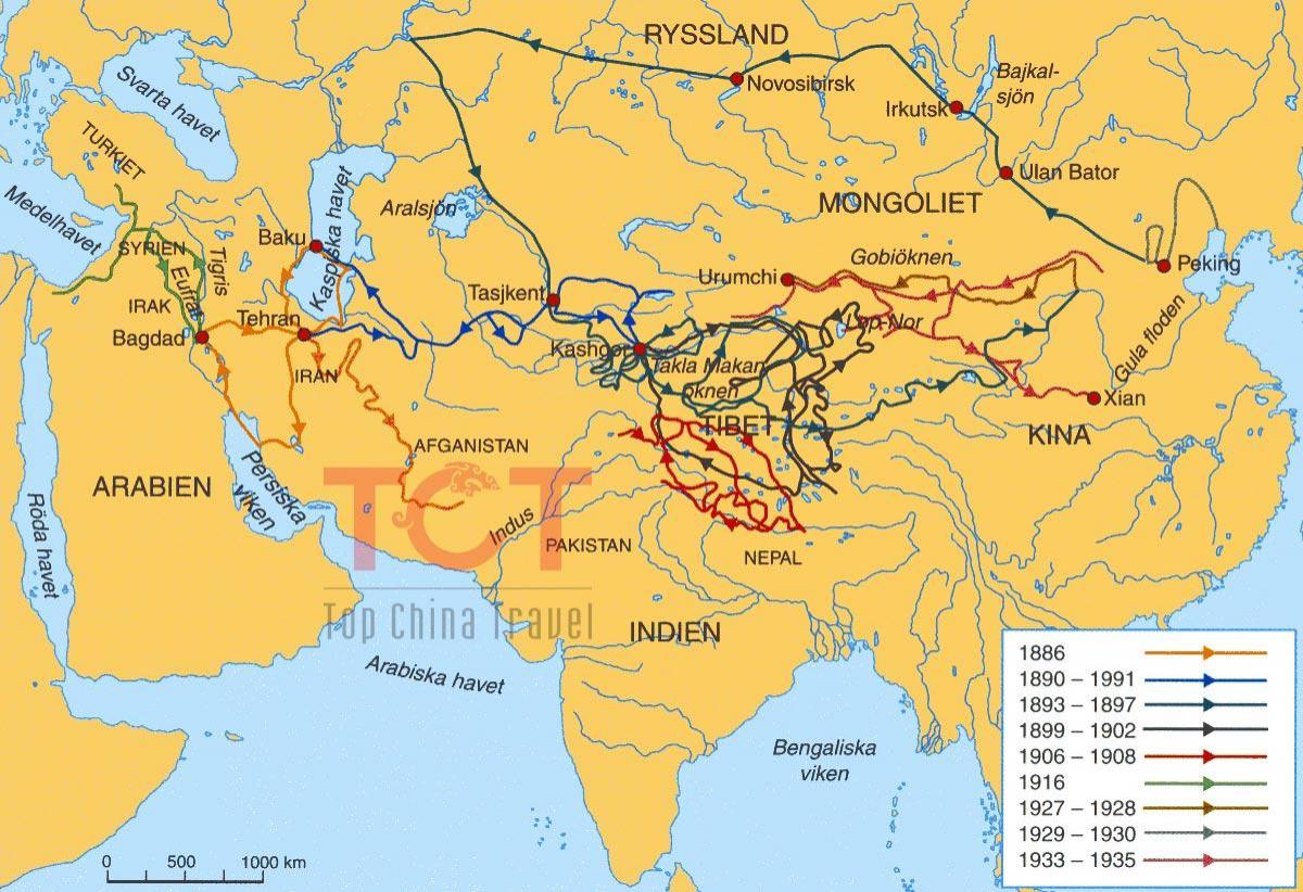 地图上的丝绸之路在中国古代