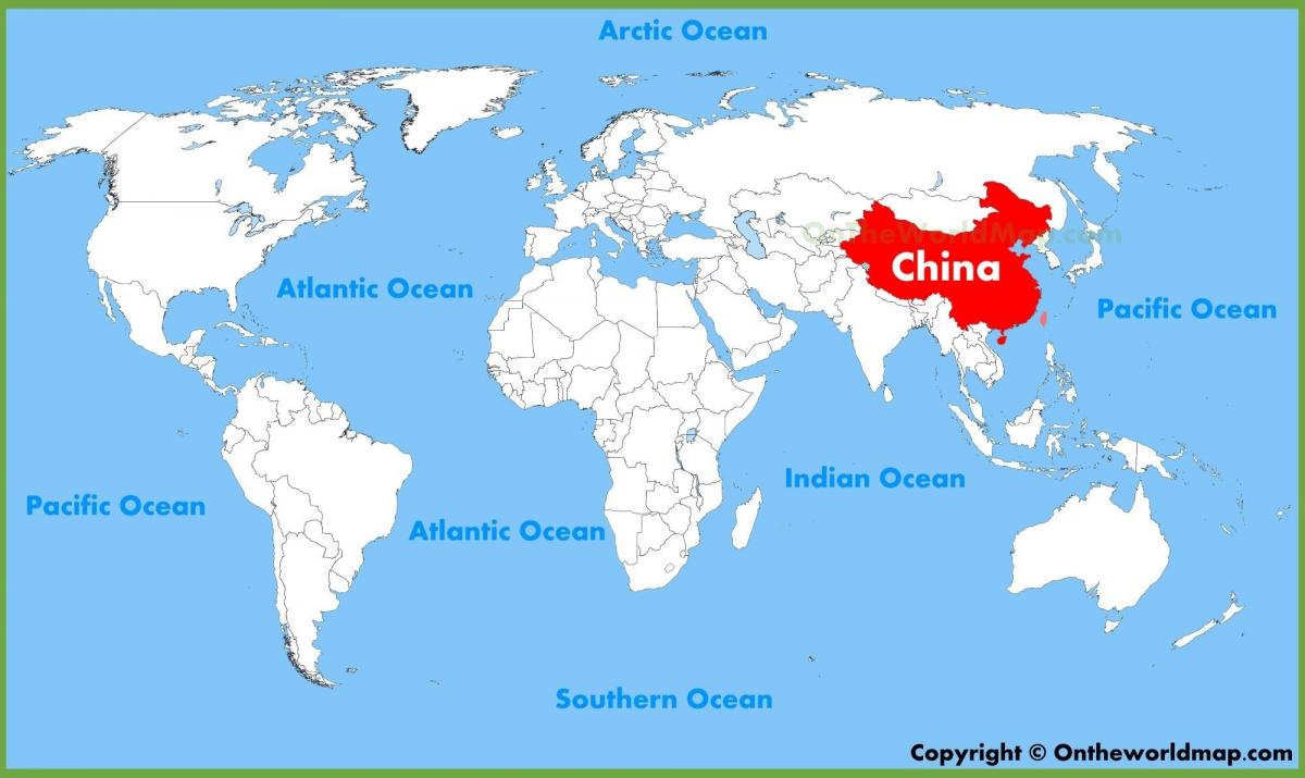 中国在世界地图上
