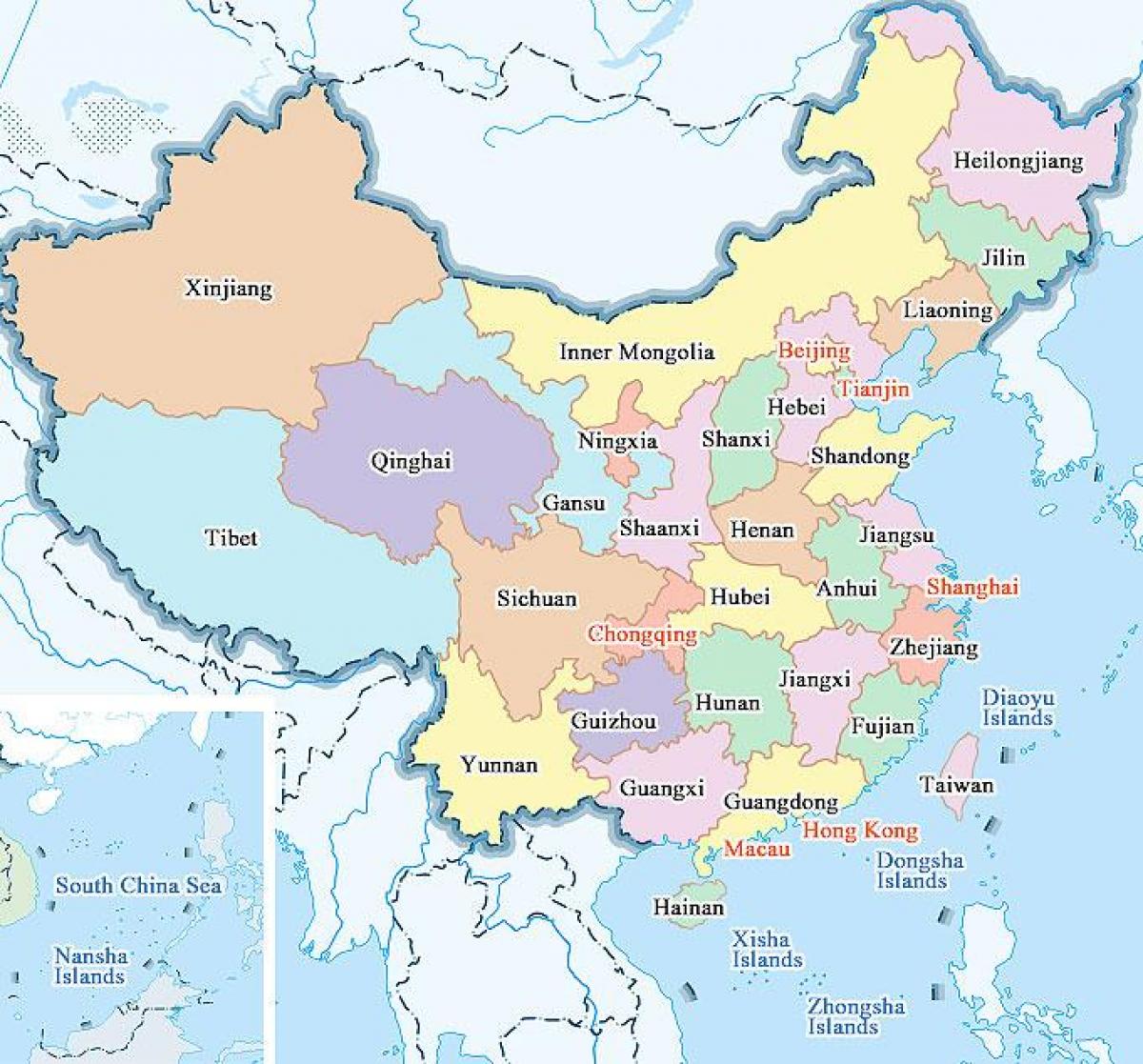 中国城市和省份地图