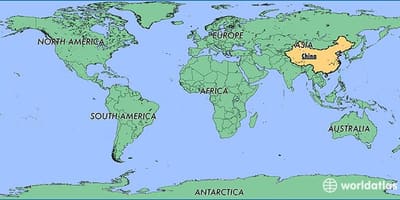 中国在世界地图