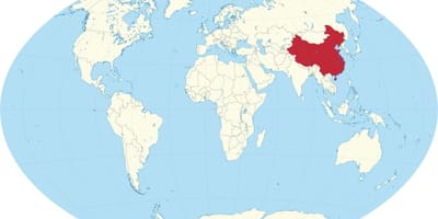 中国在世界地图