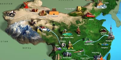 地图的中国旅游景点