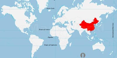 中国在世界地图上