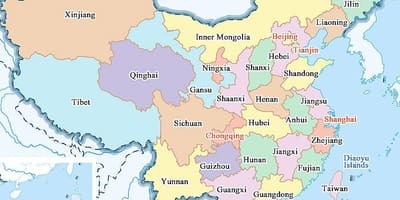 中国城市和省份地图