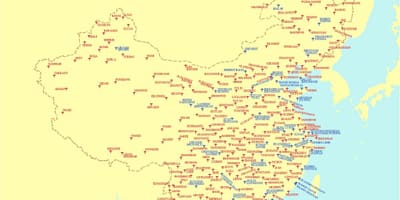 中国机场的地图