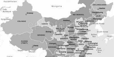 地图中国黑色和白色的